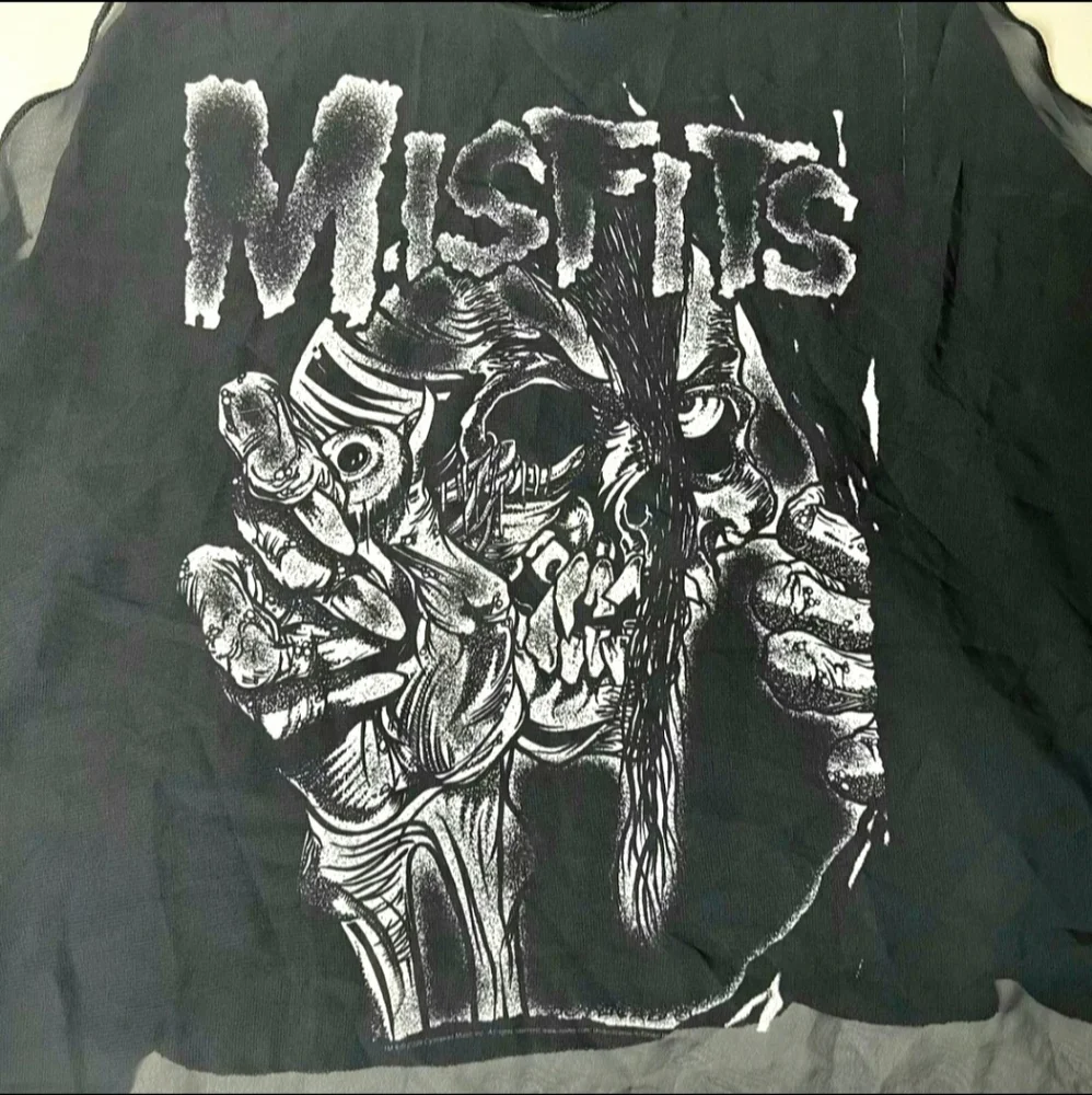Vtg USA blk mesh Misfits skull mommy can I kill tonight graphics sheer tank XL - Picture 15 of 17